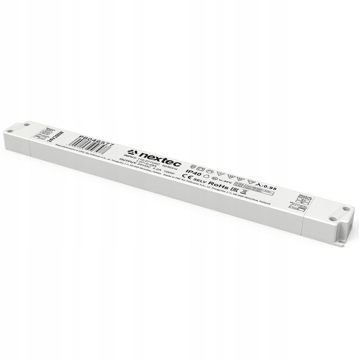 NEXTEC Zasilacz montażowy LUNA 24V, IP40, 4,2A, 100W