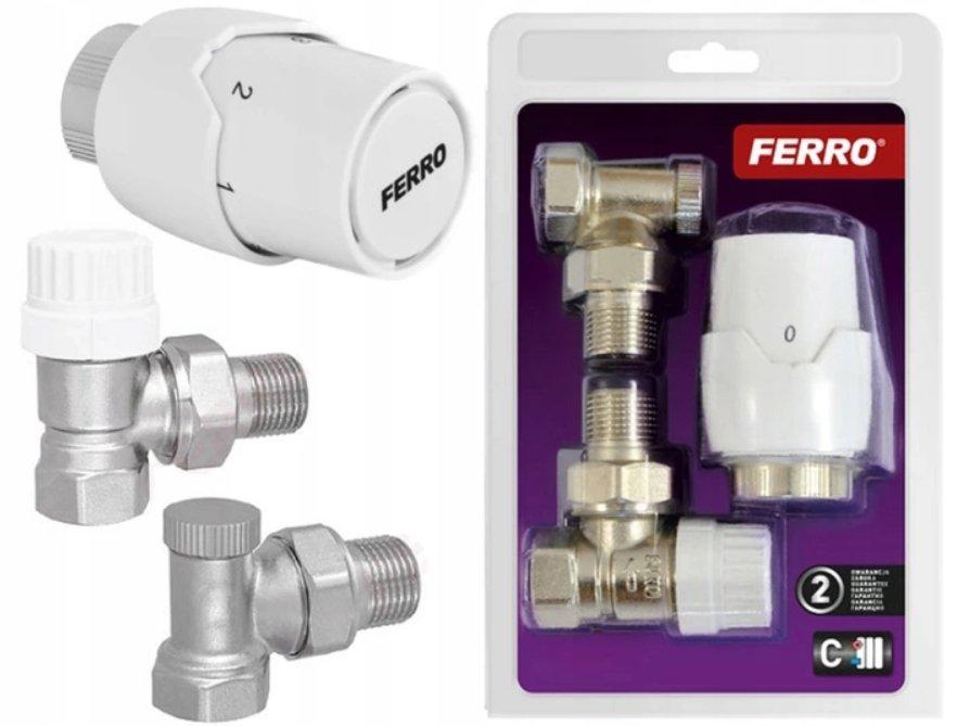 Komplet termostatyczny kątowy 1/2