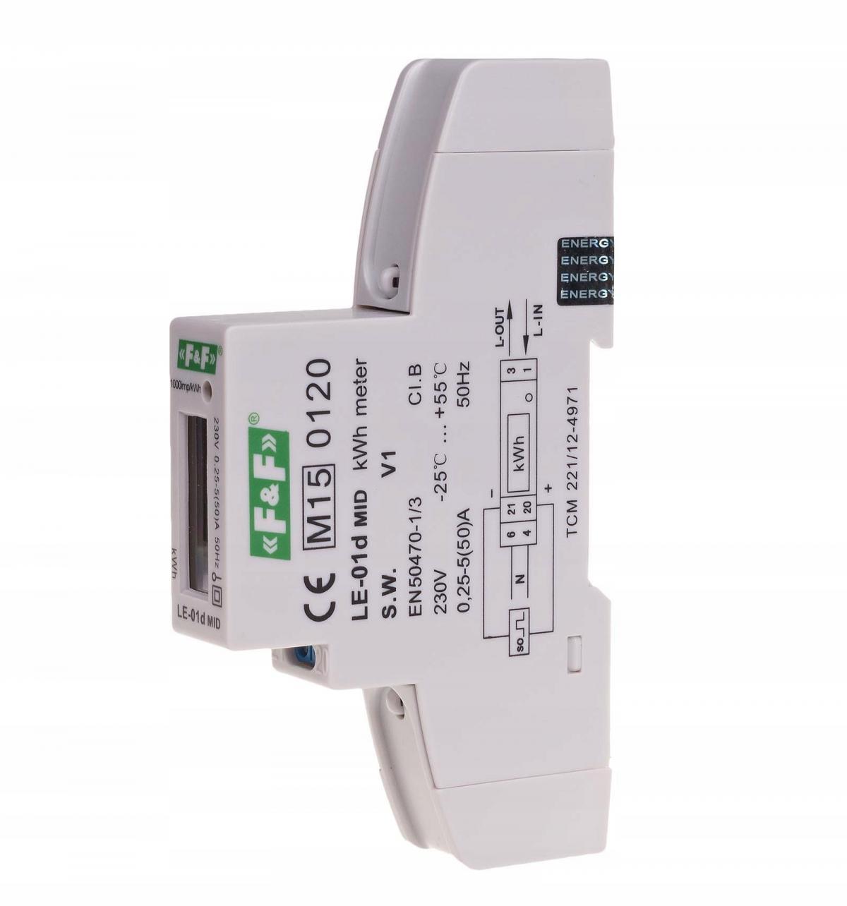 Licznik energii elektrycznej LE-01d - jednofazowy, wyświetlacz LCD, kl.1, 5
