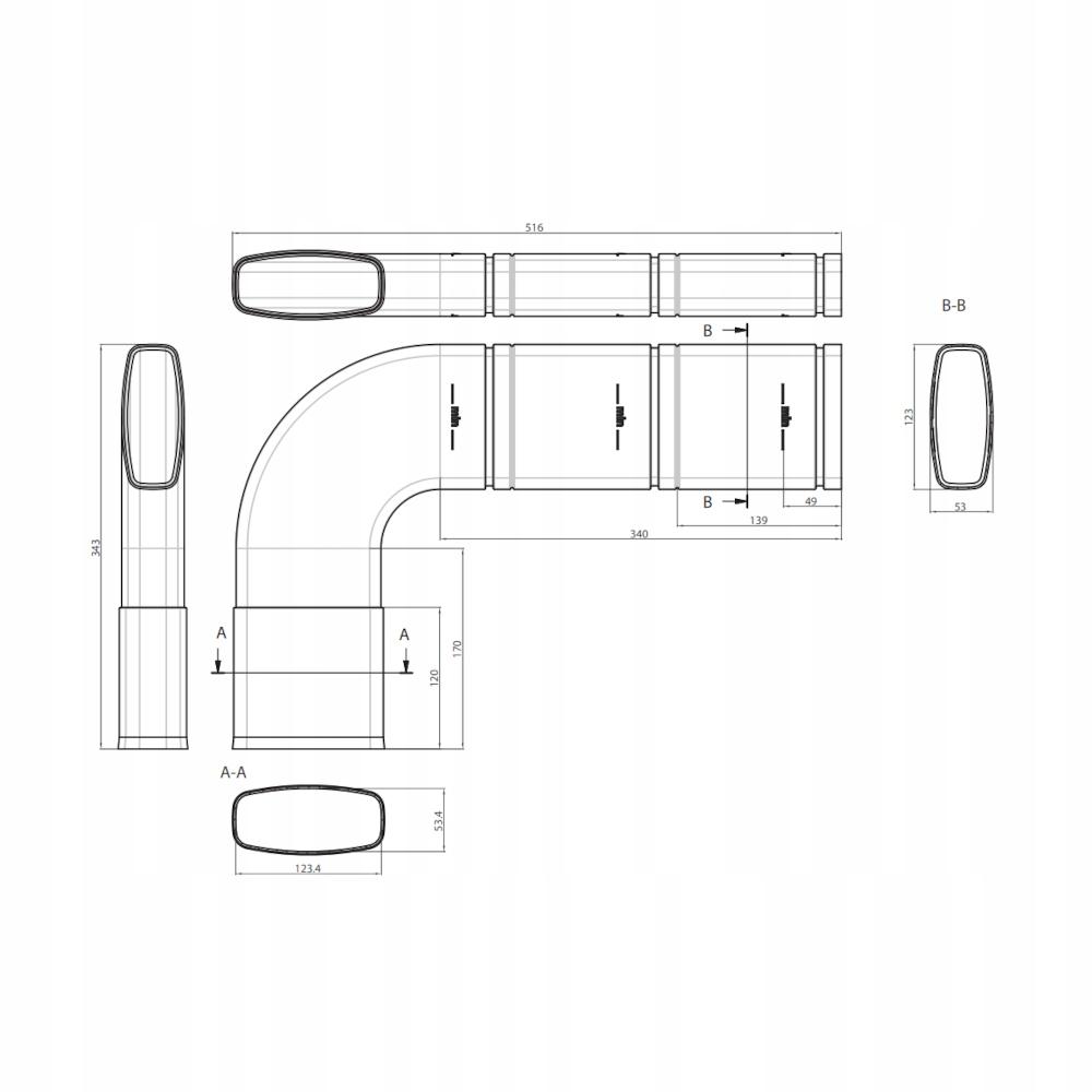 VASCO Kolana poziome 90 stopni EasyFlow 3 sztuki 11VE40504
