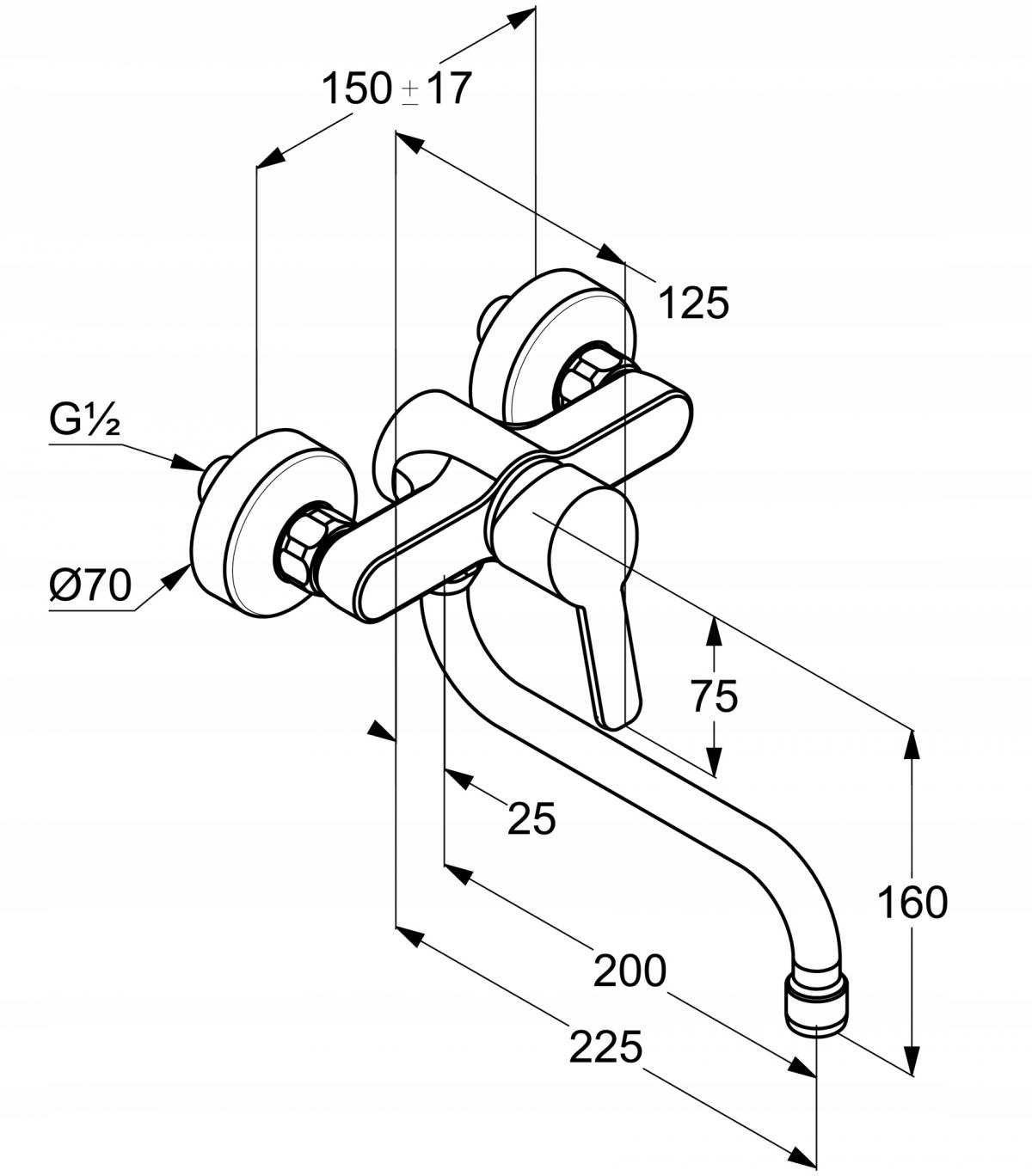 LOGO NEO bateria kuchenna ścienna 1-uchwyt 2-otw z obrotową wylewką