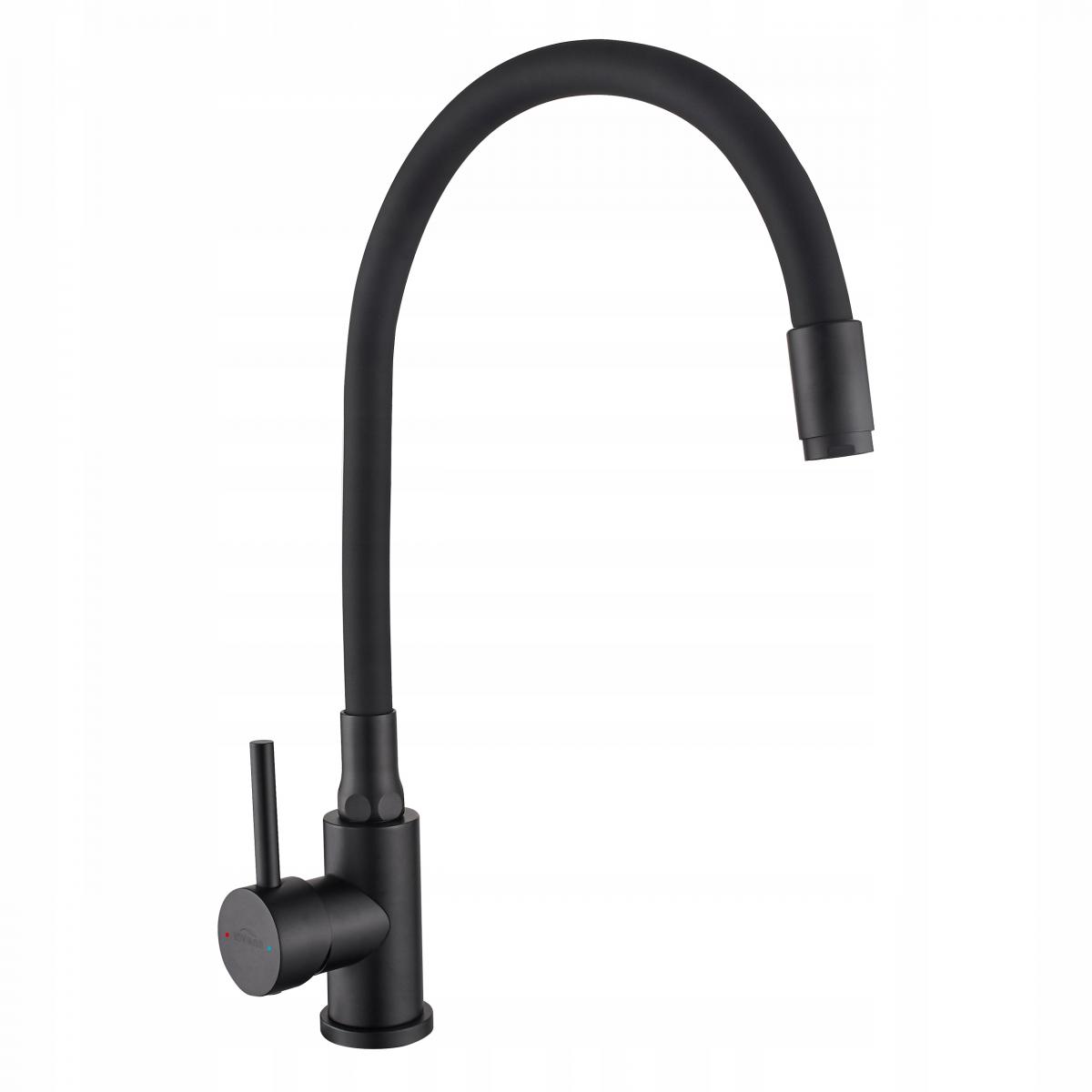 INVENA BATERIA ZLEWOZMYWAKOWA SILVA Z RUCHOMĄ WYLEWKĄ, CZARNA