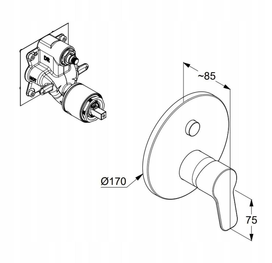 Bateria wannowo-natryskowa podtynkowa KLUDI PURE&EASY 1-uchwytowa
