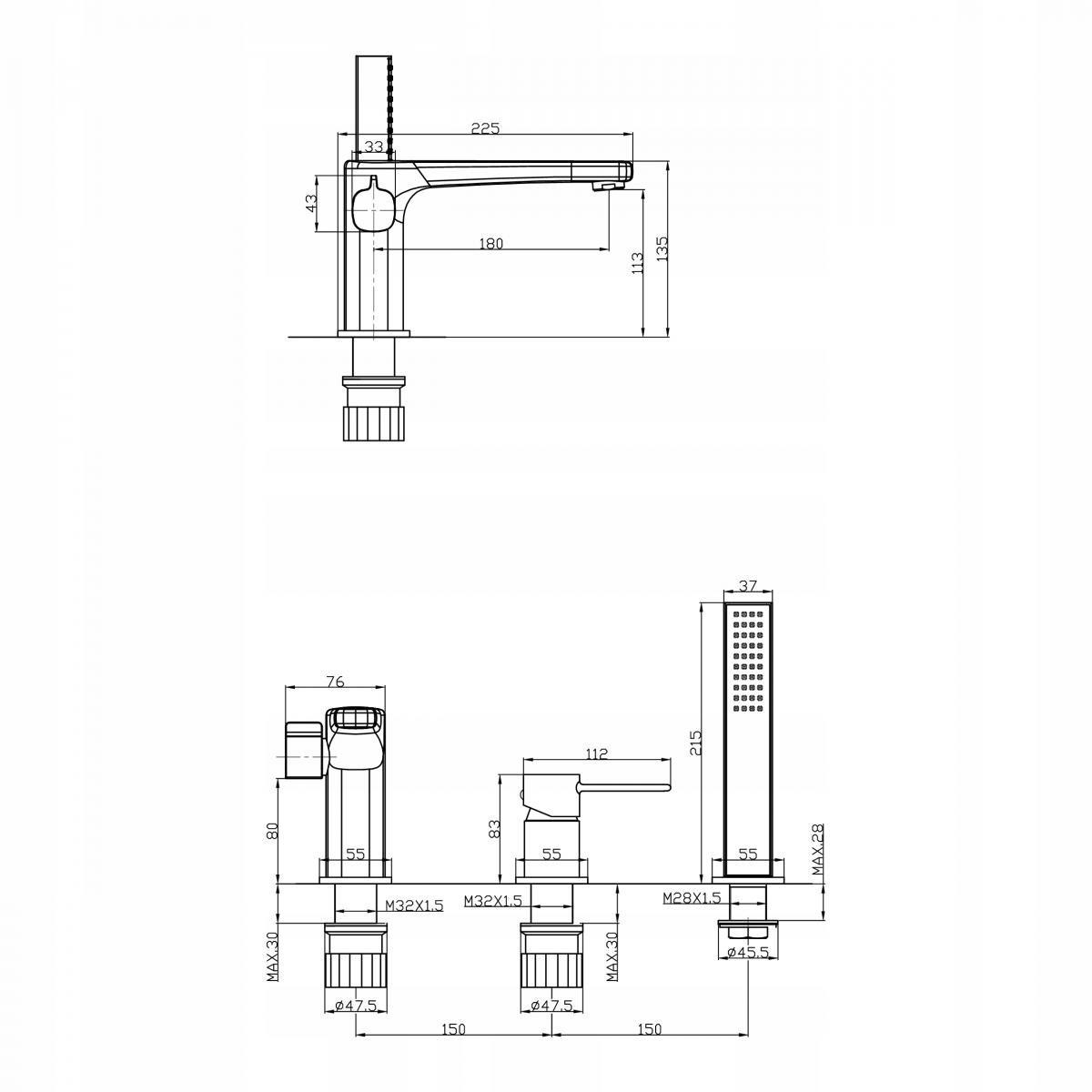 INVENA BATERIA WANNOWA 3 OTWOROWA GLAMOUR INVENA TREND ZŁOTA
