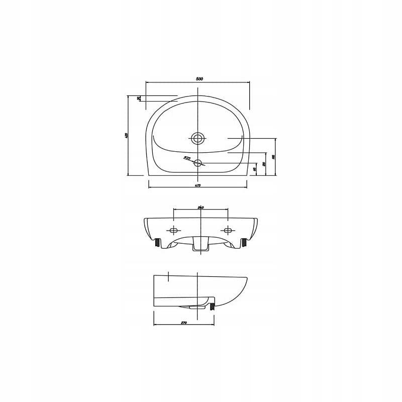 KOŁO Umywalka GEBERIT Solo meblowa z otworem z przelewem 500 x 420 mm biała