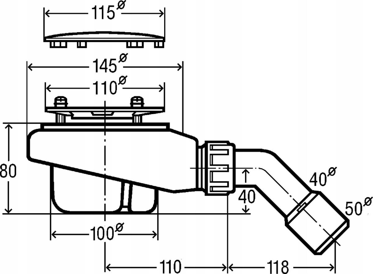 Syfon Tempoplex 115x40 / 50 tworzywo sztuczne / chromowany nr wzoru 6961PL