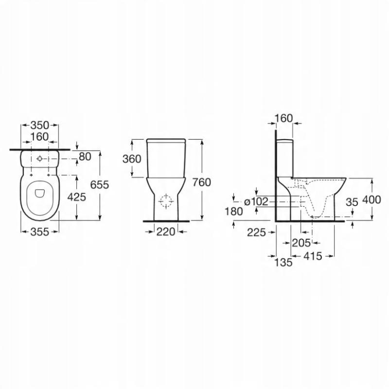 Zestaw Miska kompakt DEBBA ROUND 66x36cm Rimless zbiornik Deska SLIM Biały