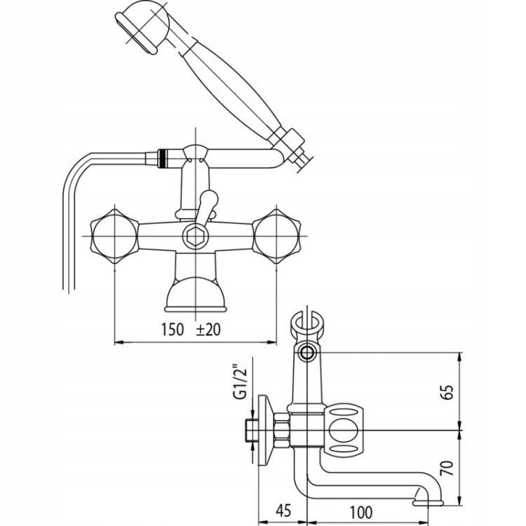 VALVEX Bateria wannowa Class ścienna dwuotworowa chrom