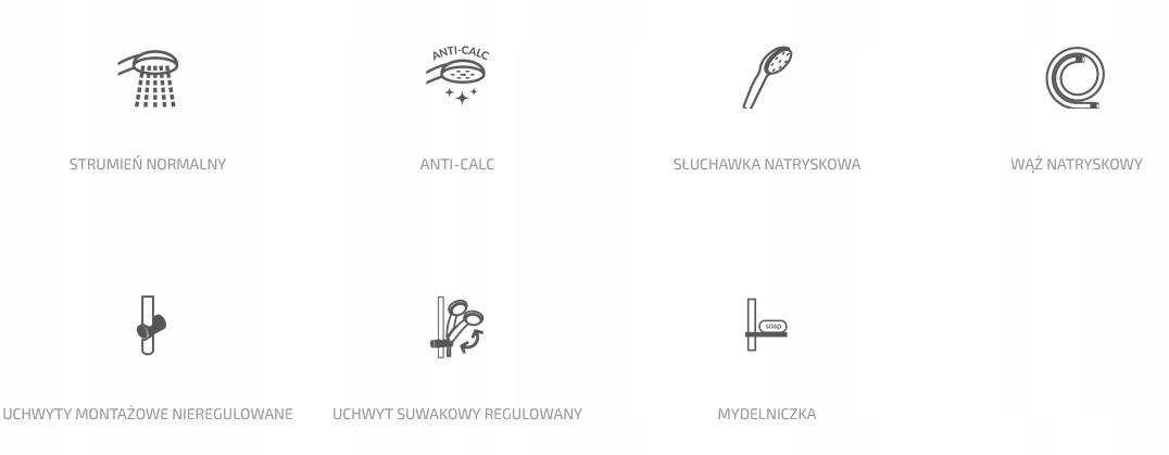 INVENA ZESTAW NATRYSKOWY NA DRĄŻKU TETIS 1F