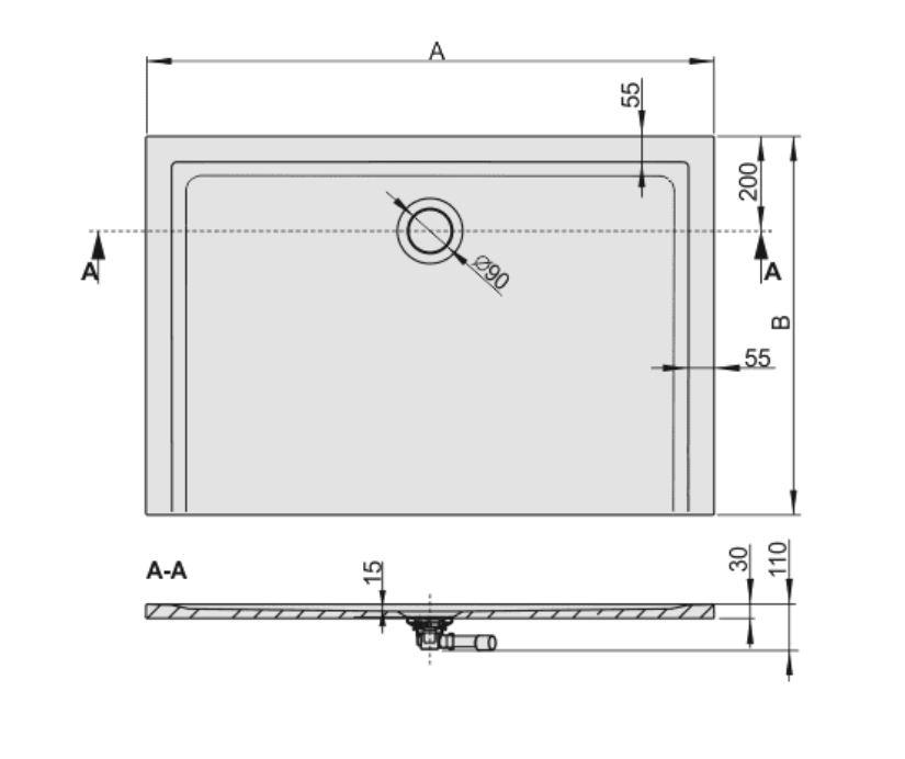 Brodzik min prostokąt 90x120x3 cm SANPLAST Space Mineral B-M/SPACE