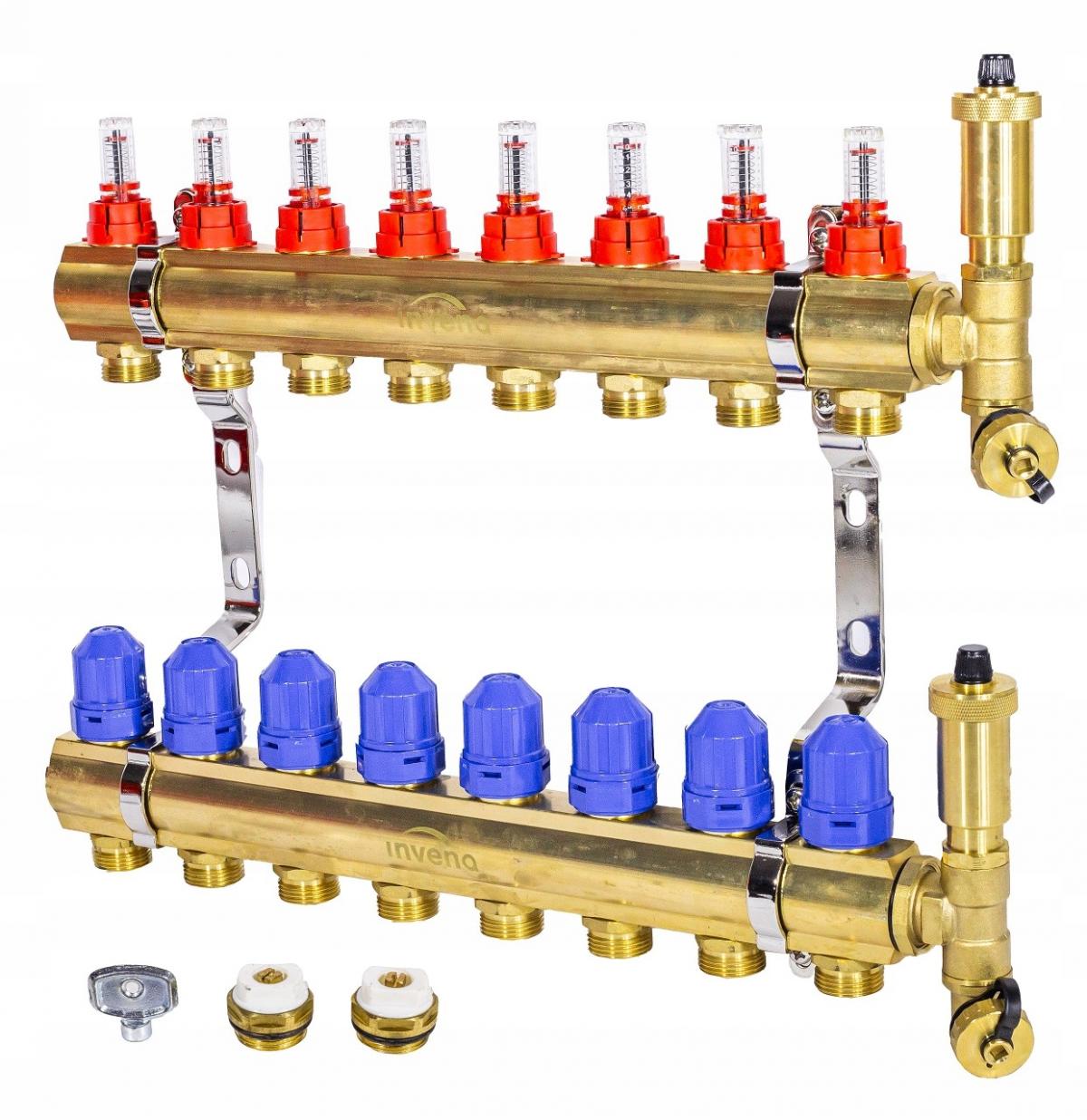 ROZDZIELACZ MOSIĘŻNY OGRZEWANIA PODŁOGOWEGO PLUS 8-OBIEGOWY INVENA