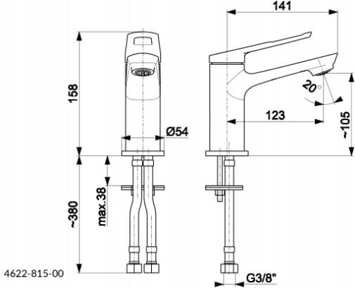 Bateria umywalkow stojąca ARMATURA KRAKÓW ANGELIT 1uchw 1otw mosiężna chrom