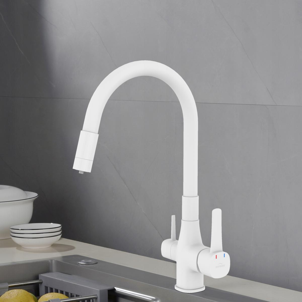 INVENA BATERIA ZLEWOZMYWAKOWA Z FILTREM GLAMOUR INVENA TREND, BIAŁA