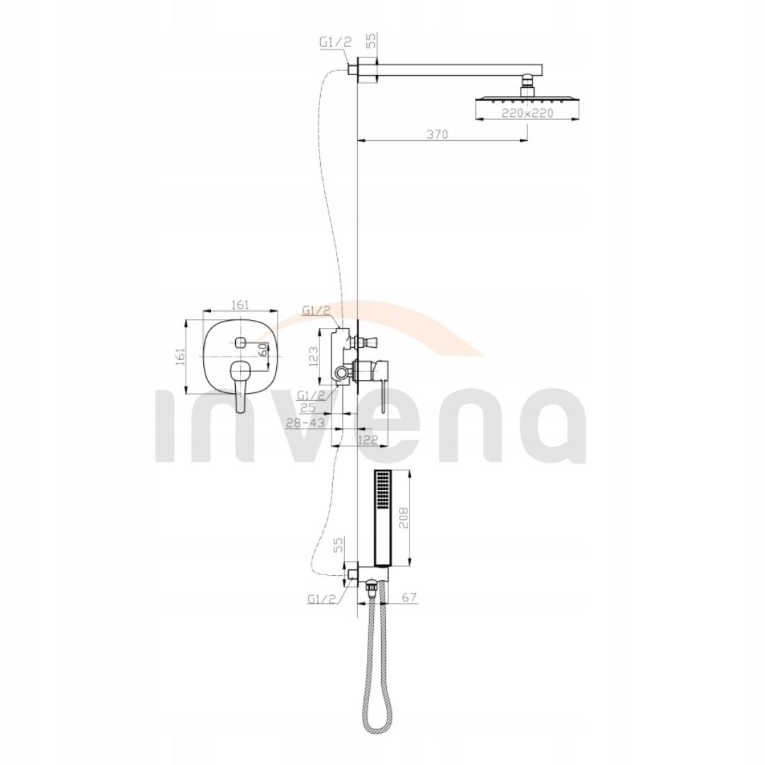 INVENA ZESTAW PODTYNKOWY Z BATERIĄ PODTYNKOWĄ 2F GLAMOUR ZŁOTY INVENA TREND