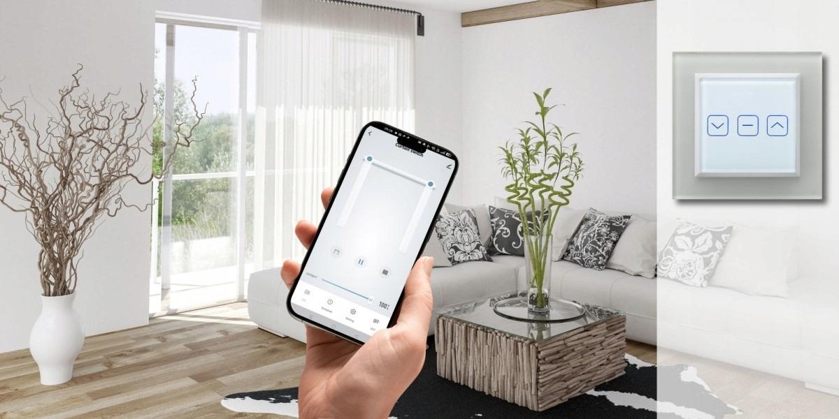 Łącznik dotykowy żaluzjowy z podświetleniem + wi-fi, białe szkło SONATA, ŁP