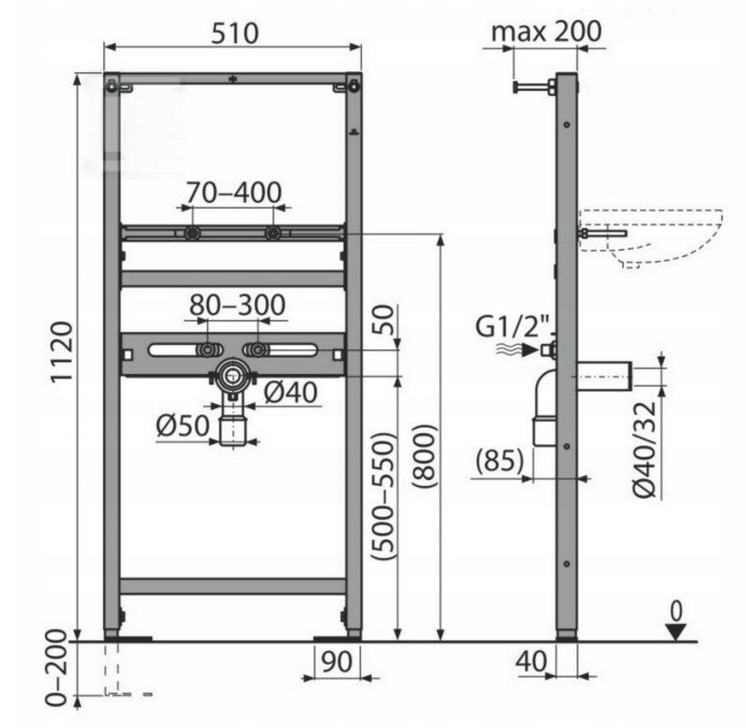 Stelaż podtynkowy Onnline do montażu umywalki