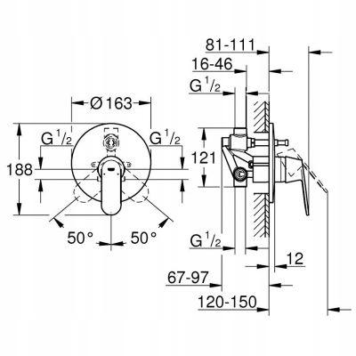 Bateria wannowa GROHE Euroeco 1-uchwytowa chrom