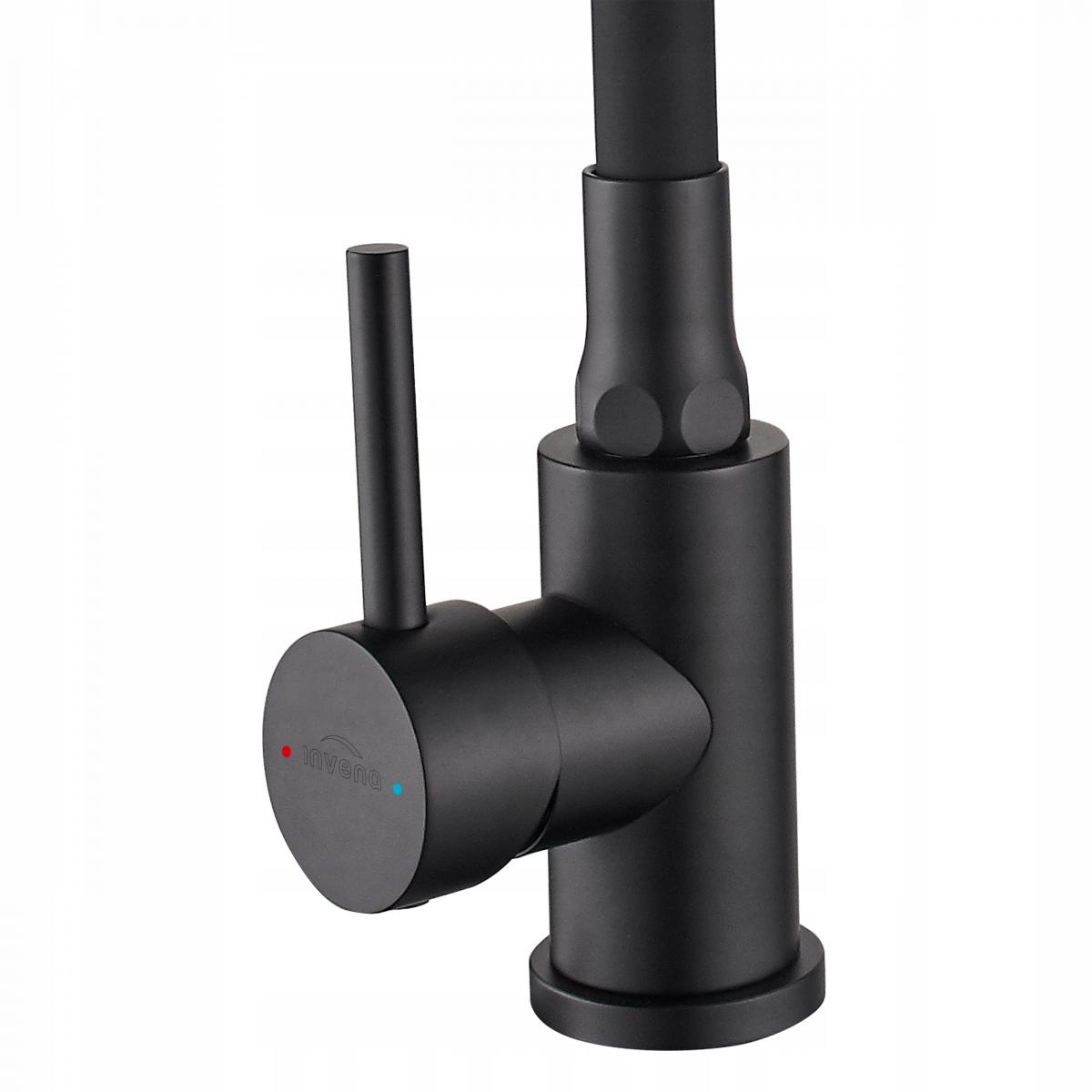 INVENA BATERIA ZLEWOZMYWAKOWA SILVA Z RUCHOMĄ WYLEWKĄ, CZARNA