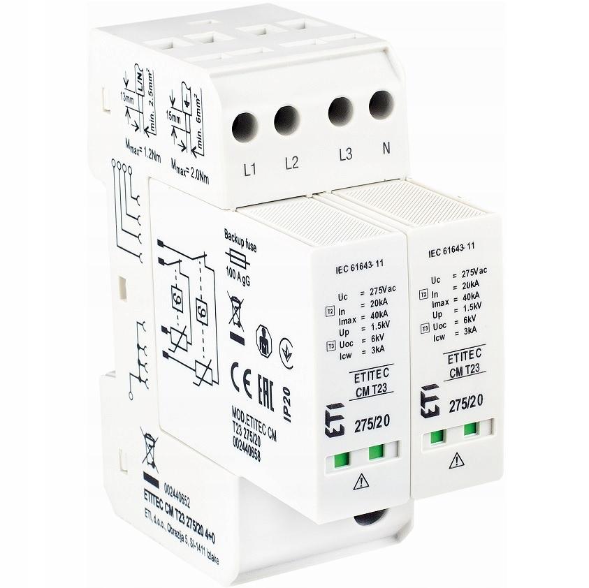 ETI Modułowy ogranicznik przepięć ETITEC CM T23 275/20 4+0