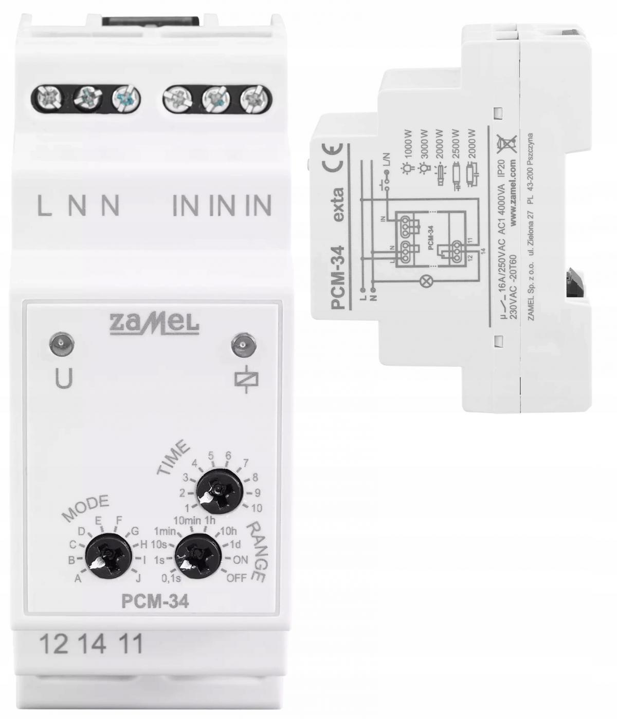 ZAMEL Przekaźnik czasowy przełączany w zerze wielofunkcyjny 230V AC PCM-34