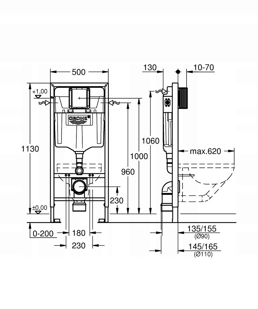 GROHE RAPID SL 3W1 STELAŻ PODTYNKOWY WC