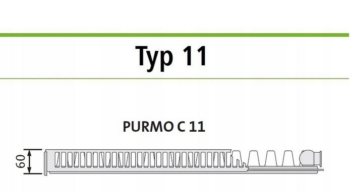Grzejnik stalowy PURMO C 11 300x600 boczny 48h