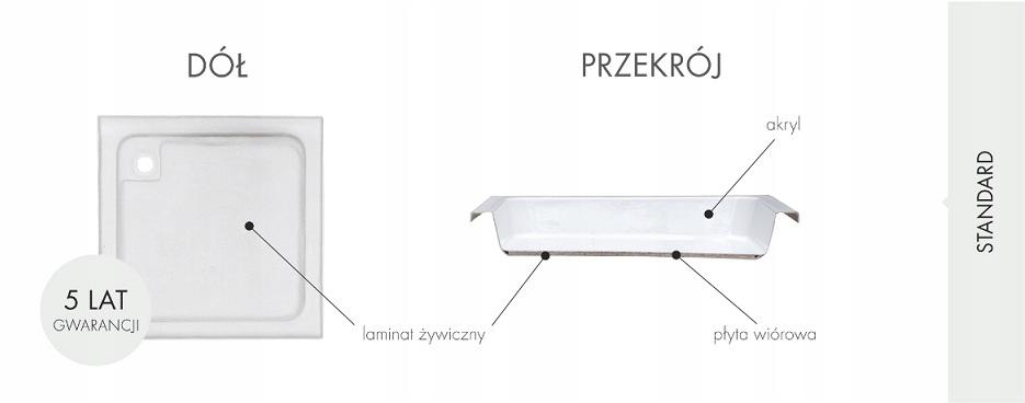 SCHEDPOL Brodzik akrylowy Zefir Standard Plus 90x90x26 cm R55 pólokrągły