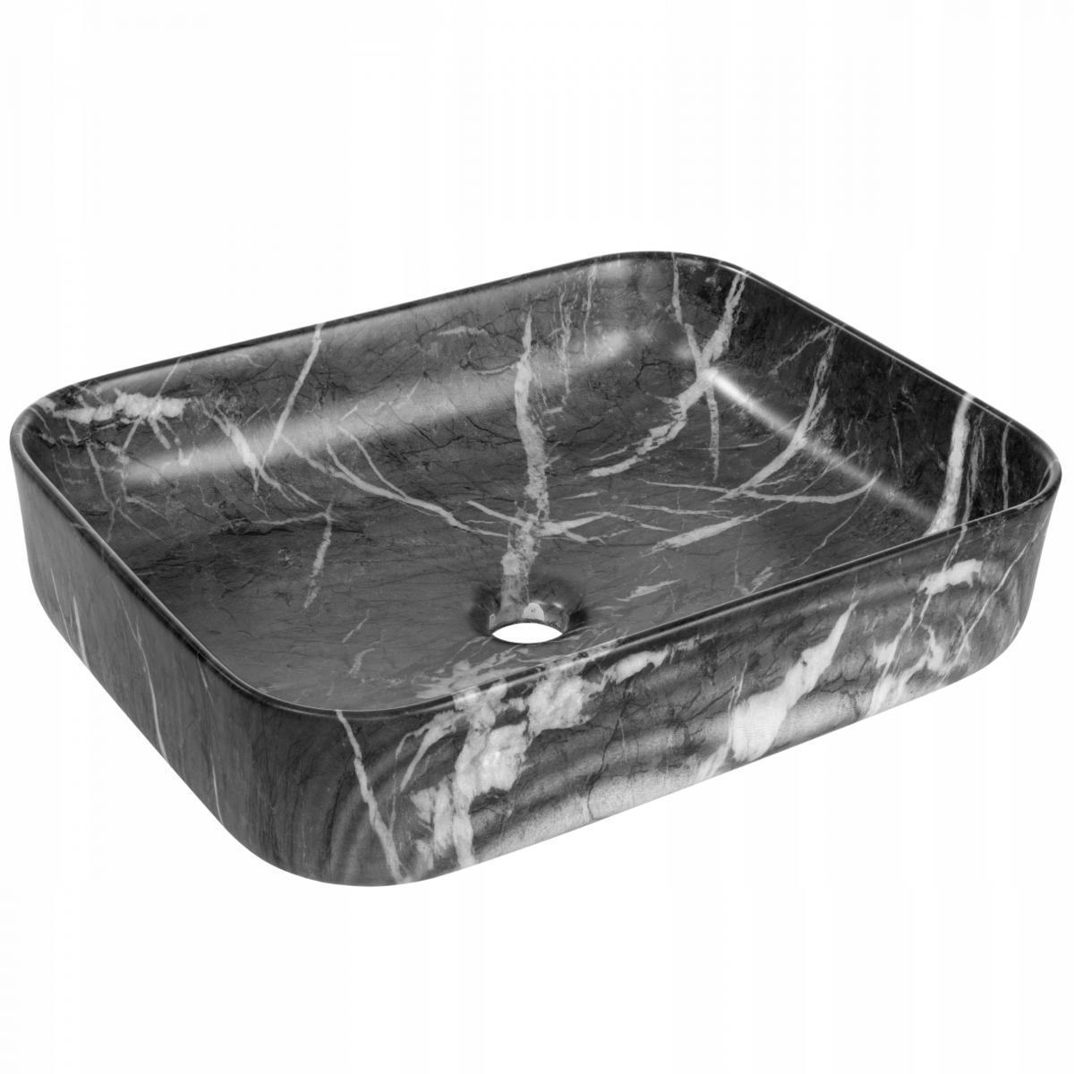 INVENA UMYWALKA NABLATOWA FLORINA TREND 51CM PROST EFEKT MARMUR GRAFIT MAT