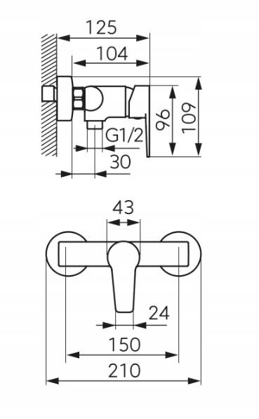 FERRO Bateria natryskowa RITTO BLACK bez zestawu natryskowego, czarny