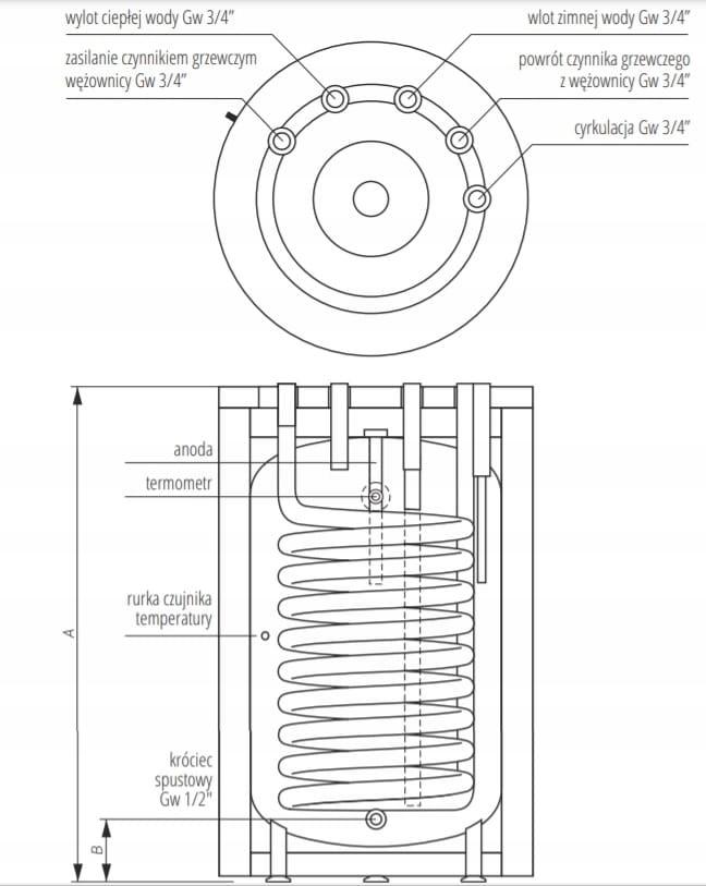 Wymiennik pionowy stojący do montażu pod kotłem c.o. 97 KOSPEL SWK-100