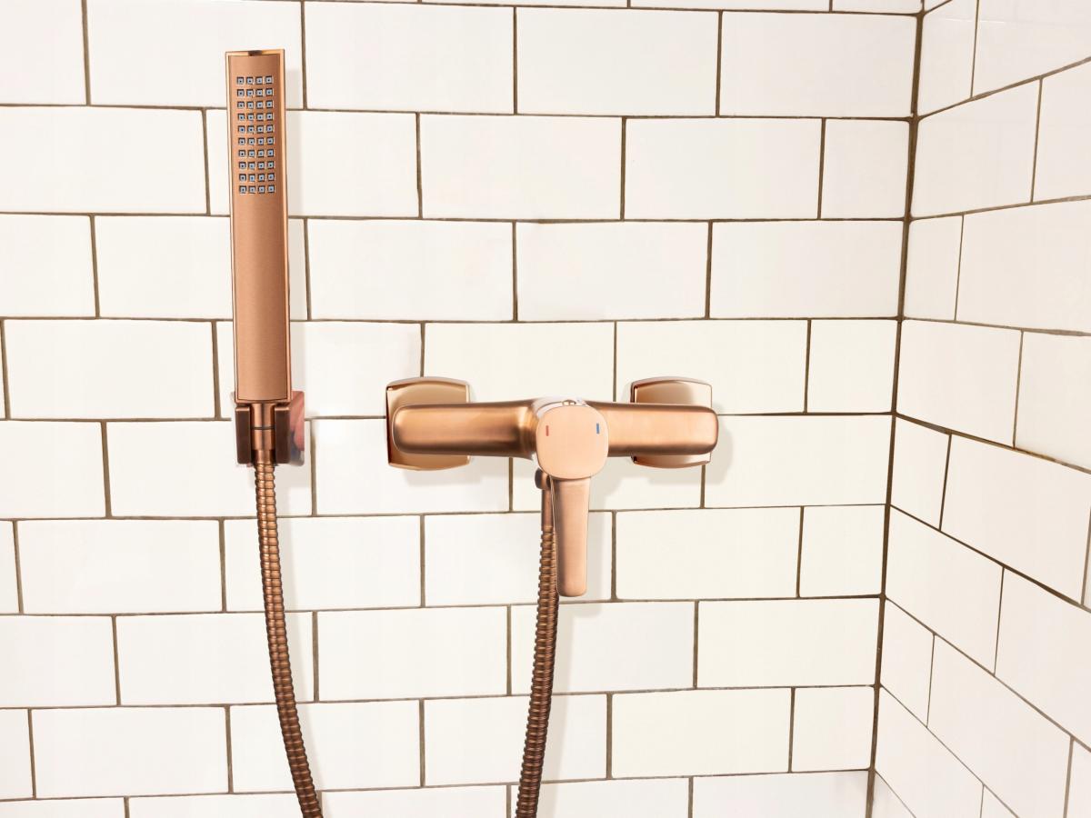 INVENA BATERIA NATRYSKOWA GLAMOUR INVENA TREND Z ZESTAWEM NATRYSKOWYM MIEDŹ