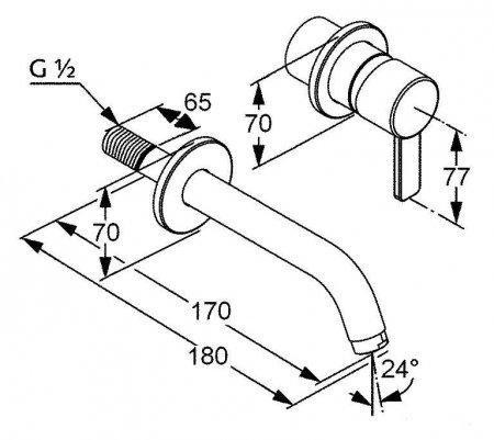 Bateria umywalkowa ścienna KLUDI ZENTA 2-otworowa do elementu podtynkowego