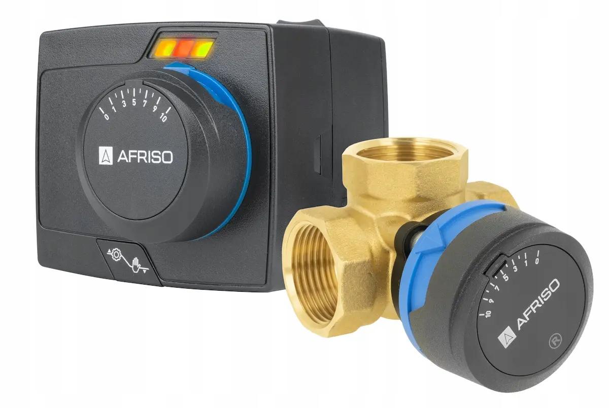 AFRISO Zestaw regulacyjny: 3-drogowy obrotowy zawór miesz + siłownik elektr