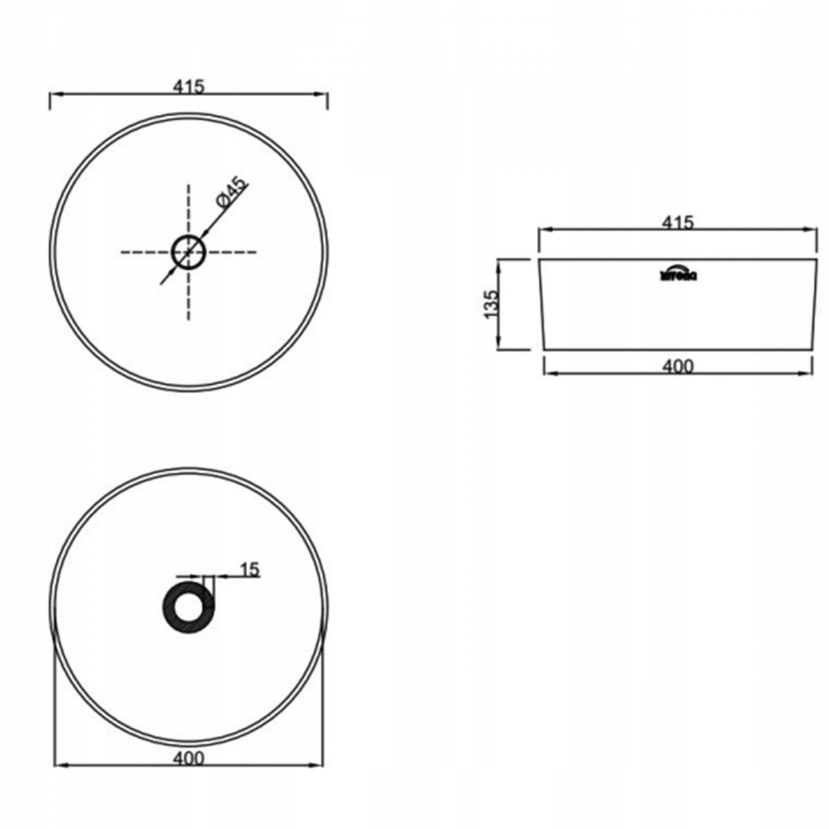 INVENA UMYWALKA NABLATOWA KOS INVENA TREND 42 CM, OKRĄGŁA