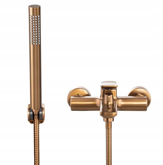 INVENA BATERIA WANNOWA NERI PLUS INVENA TREND Z ZESTAWEM NATRYSKOWYM MIEDŹ