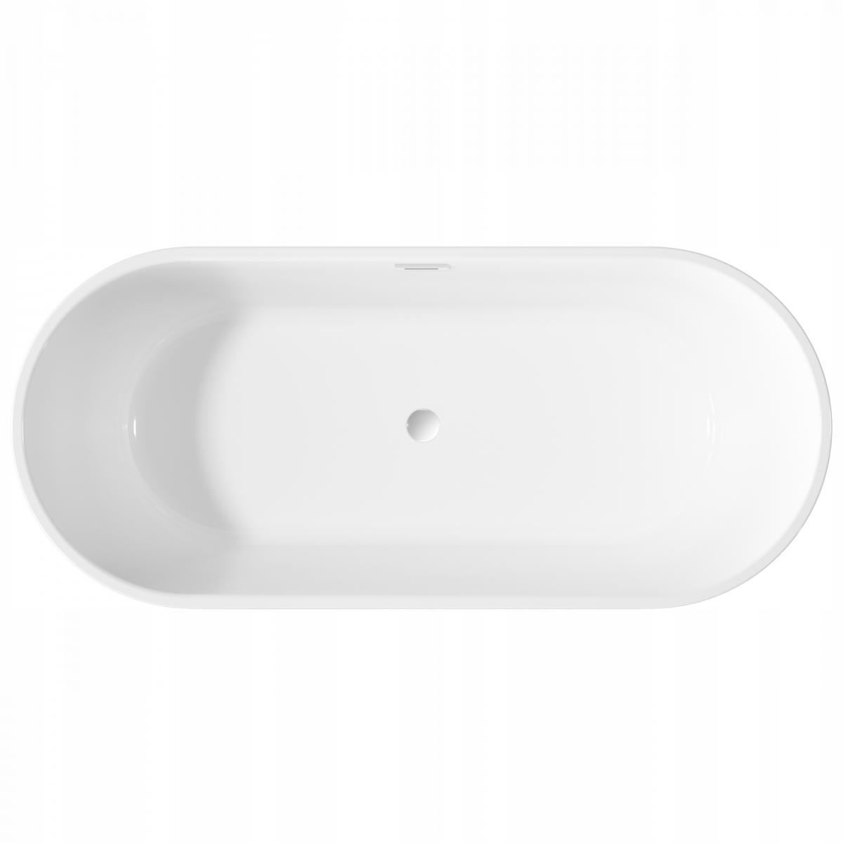 INVENA WANNA WOLNOSTOJĄCA 170 CM LIMNOS Z SYFONEM CHROM