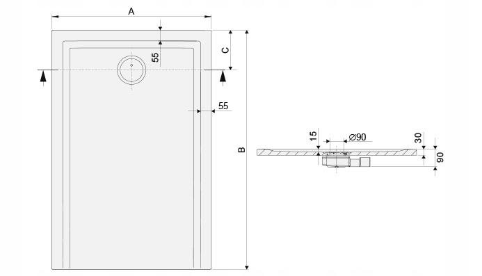 Brodzik min prostokąt 80x100x3 cm SANPLAST Space Mineral B-M/SPACE S