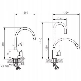 FERRO Bateria zlewozmywakowa Zumba czarna 48h