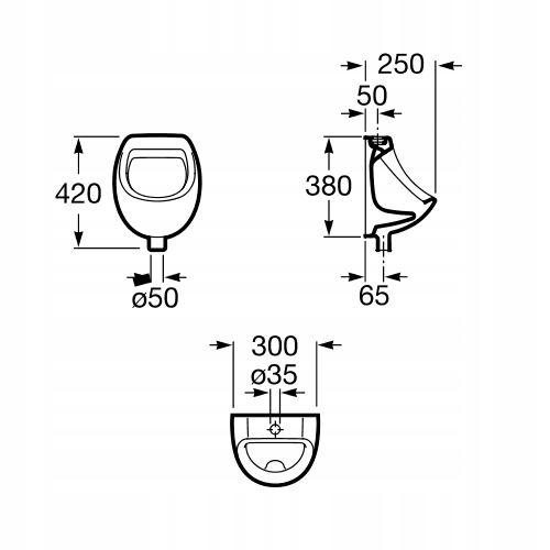 ROCA Pisuar ROCA MINI bez pokrywy 30 x 25 x 42 cm biały