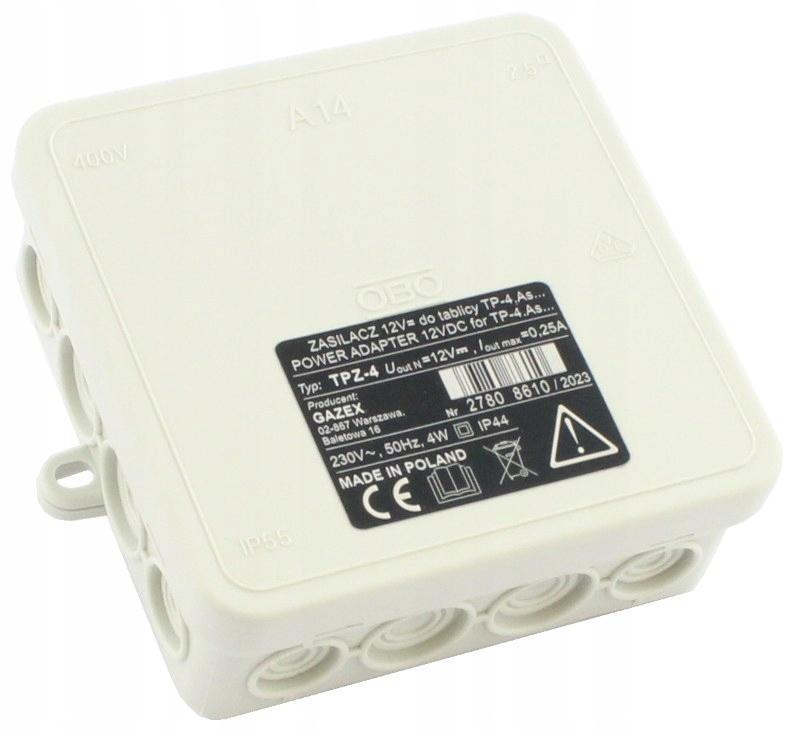 GAZEX Zasilacz TPZ-4 12V, 4W, do TP-4.As
