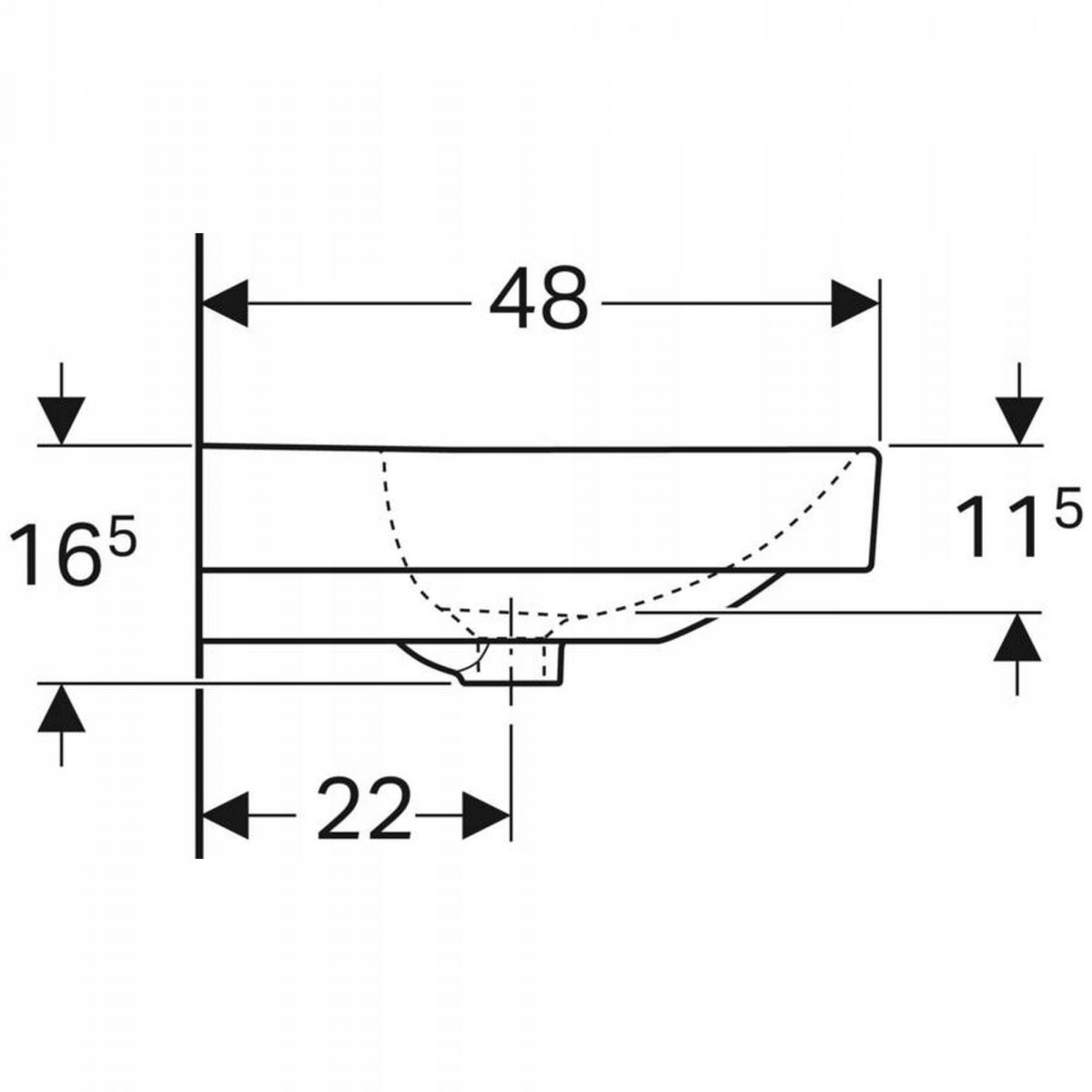Umywalka Smyle Square B75 cm, H16.5 cm, T48 cm, z przelewem, z otworem na b