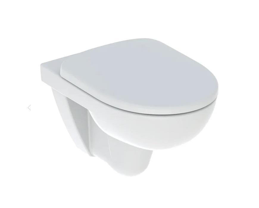 Zestaw wiszącej miski WC Selnova, lejowa, B36 cm, H38 cm, T53 cm, z deską s