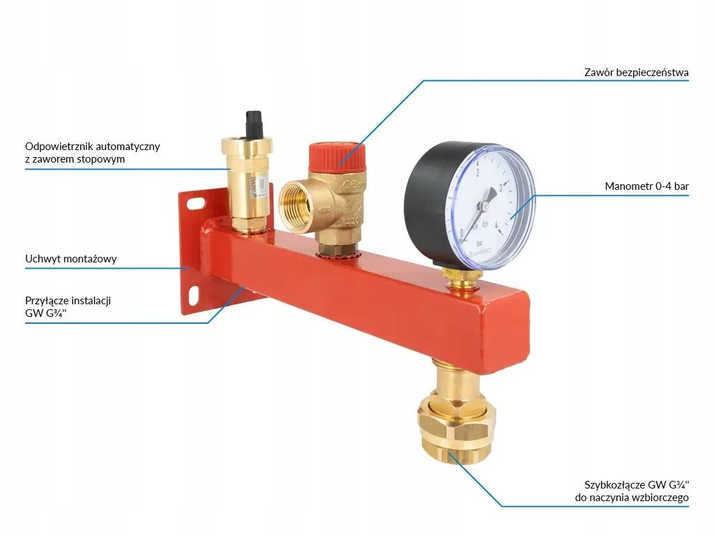 Grupa bezpieczeństwa Afriso BSS do instalacji C.O 9061100 szybkozłącze 48h