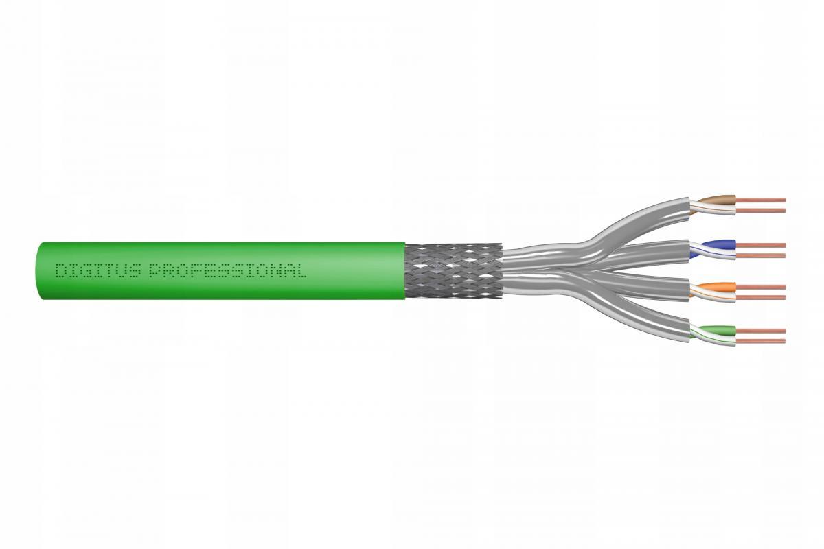 Kabel instalacyjny DIGITUS kat.8.2, S/FTP, Dca, AW G 22/1, LSOH, 500m, ziel