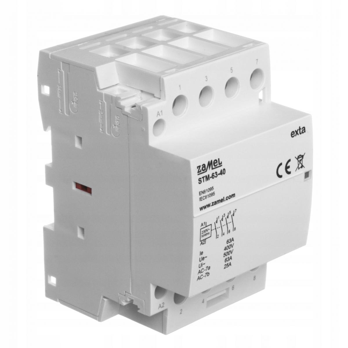 ZAMEL Stycznik modułowy instalacyjny 63A, 4xNO, 230V AC STM-63-40