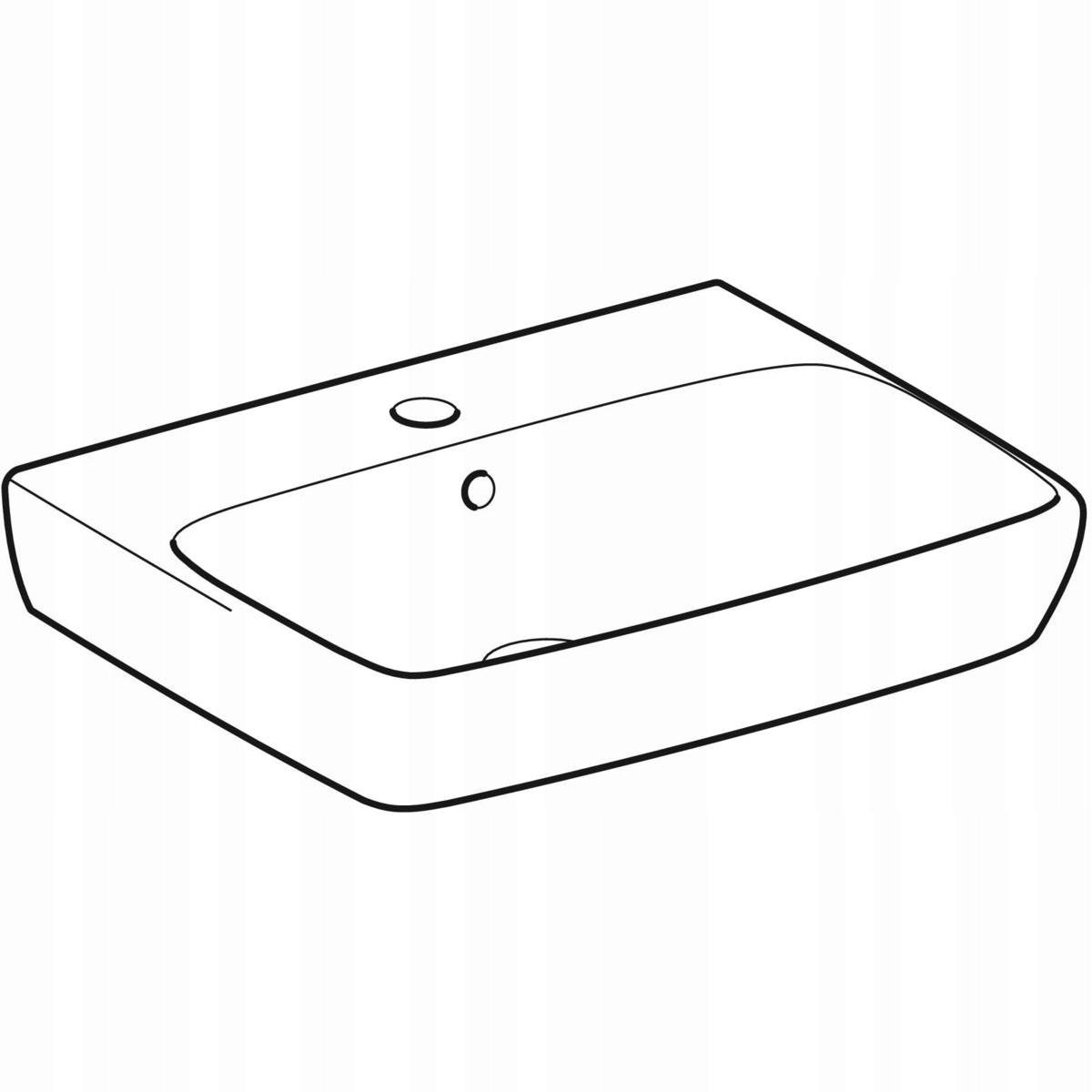 Umywalka Selnova Square B55 cm, H17.5 cm, T44 cm, z przelewem, z otworem na
