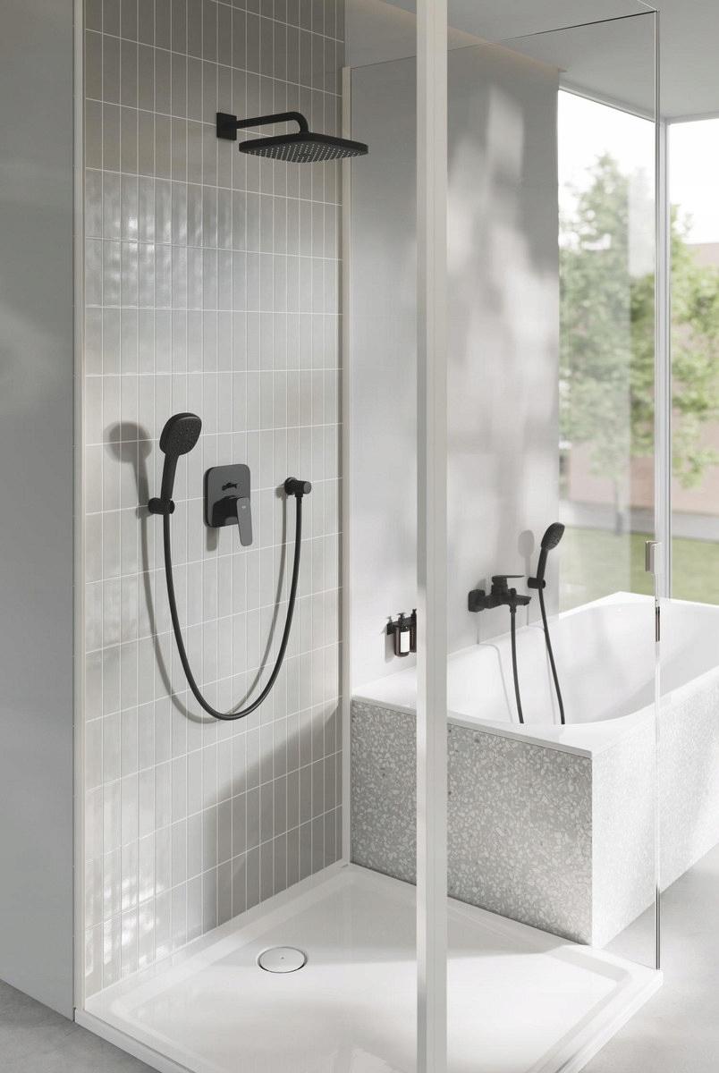GROHE Bateria wannowa jednouchwytowa naścienna GROHE Cubeo matte black