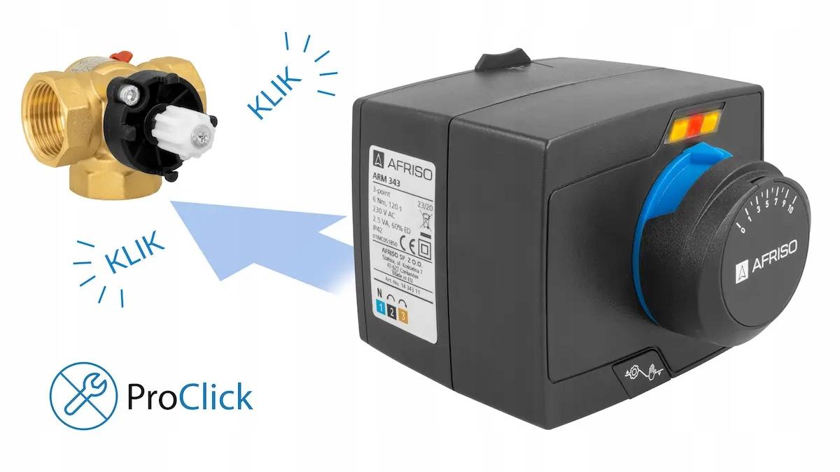 AFRISO Zestaw regulacyjny: 3-drogowy obrotowy zawór miesz + siłownik elektr