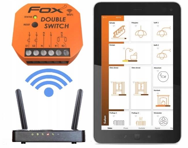 F&F 2KANAŁOWY PRZEKAŹNIK Wi-Fi 230V DOUBLE SWITCH FOX