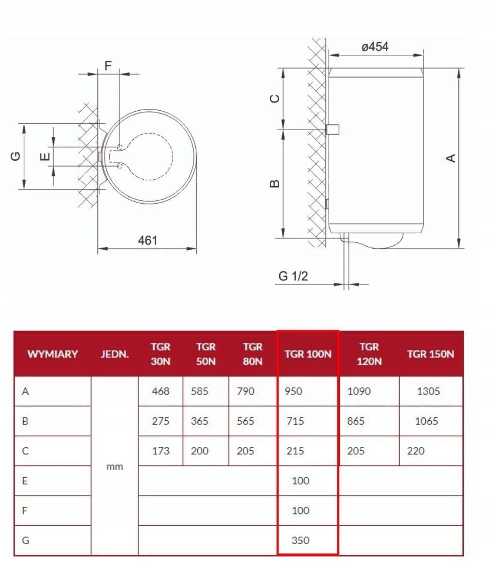 Elektryczny ogrzewacz wody TGR 150 N CLASSIC II